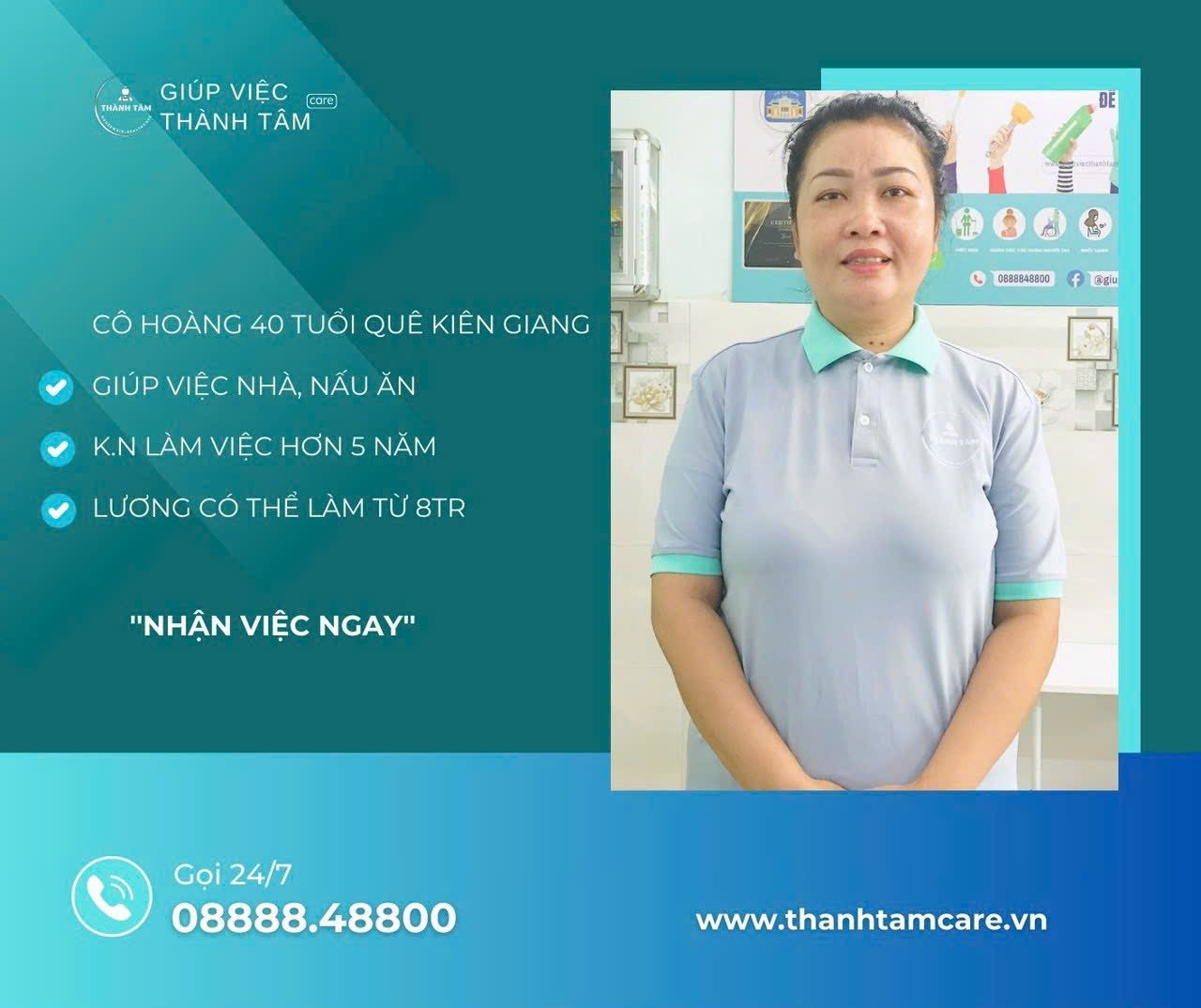 Dọn nhà, nấu ăn nhận việc ngay