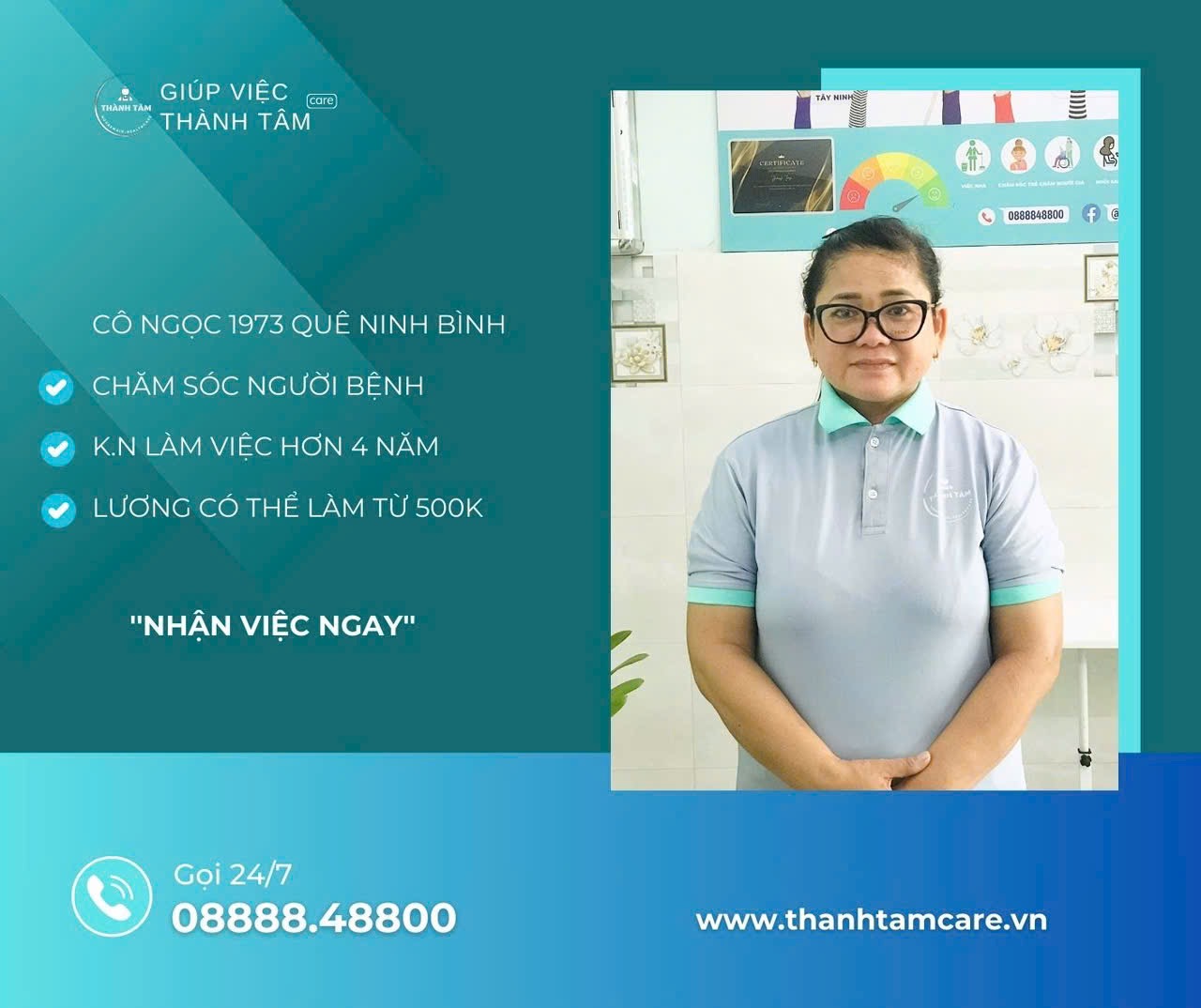 Cô Ngọc Ninh Bình chuyên nuôi người bệnh