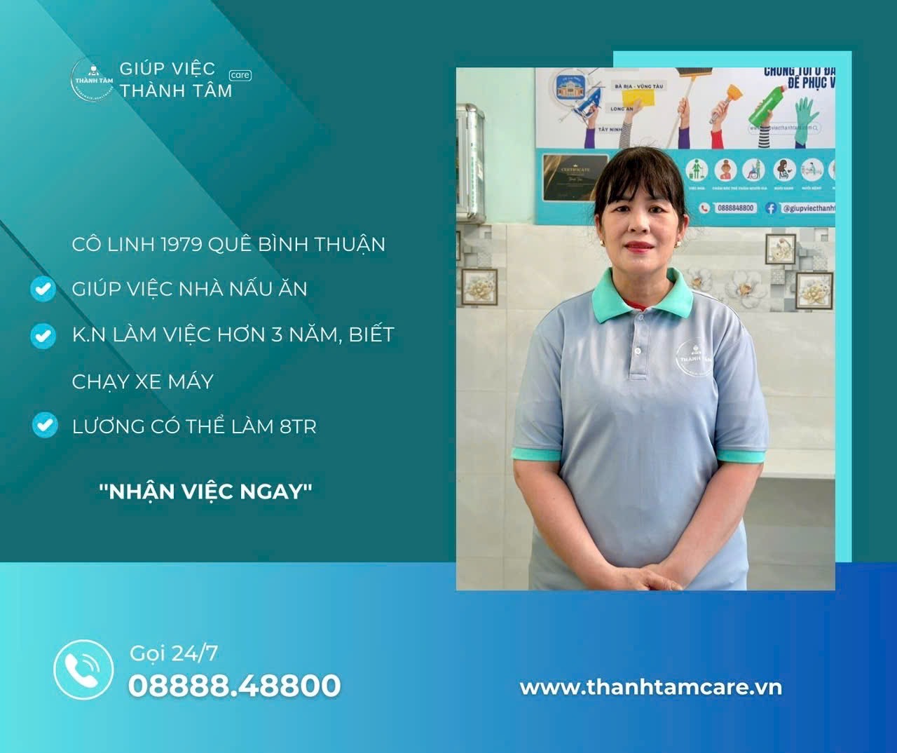 Cô Linh Bình Thuận chuyên dọn nhà nấu ăn